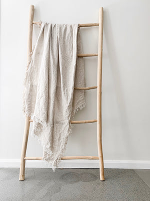 Linen Fringed Throw - Flax