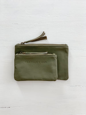Leather Essentials Zip Purse - Olive