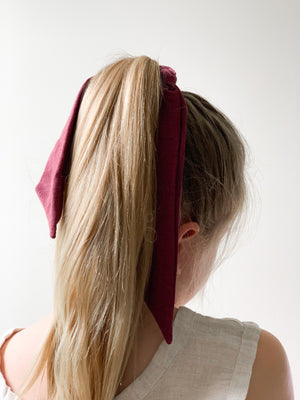 Ramie Hair Bows - Burgundy