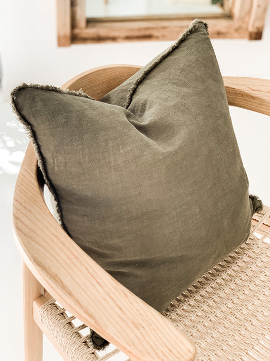 Ramie Standard Cushion - Olive