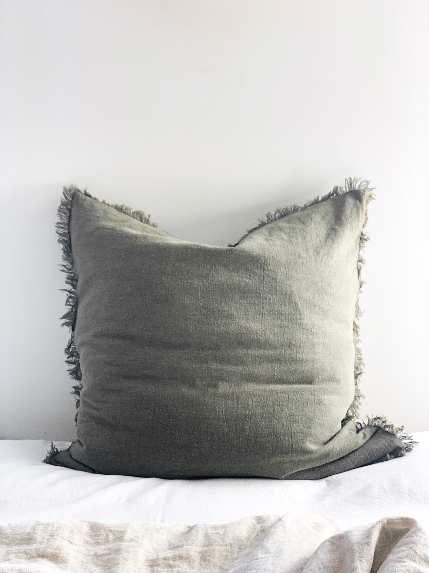 Ramie Euro Cushion - Olive