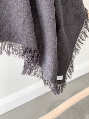 Ramie Fringed Throw - Charcoal