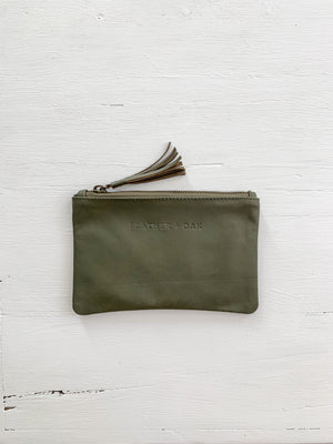 Leather Essentials Zip Purse - Olive