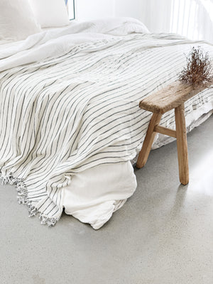 Omala Pure Linen Throw - Rustic Stripe