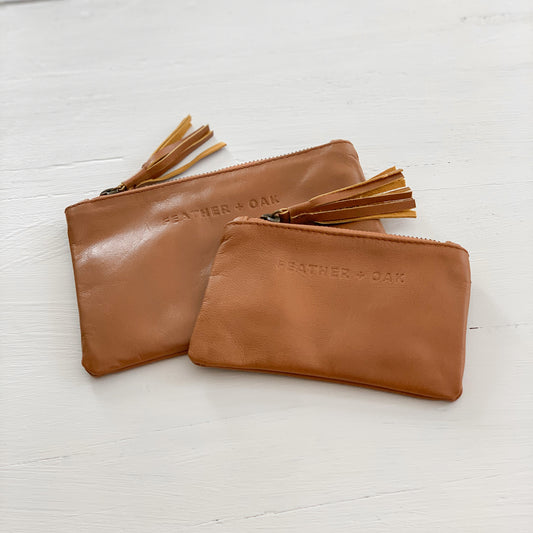 Leather Essentials Zip Purse - Tan
