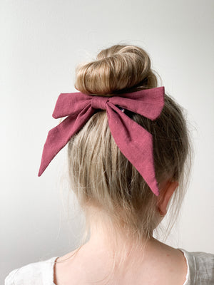 Ramie Hair Bows - Burgundy