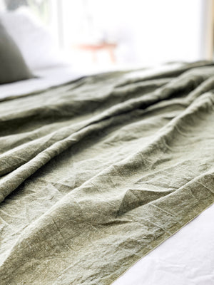 Omala Pure Linen Throw - Dried Herb