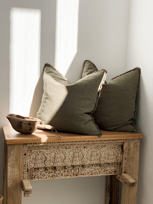 Ramie Standard Cushion - Olive
