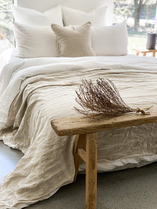 Omala Pure Linen Throw - Raw Flax