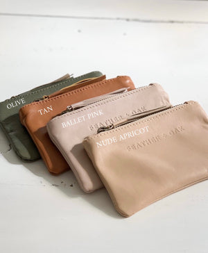 Leather Essentials Zip Purse - Nude Apricot